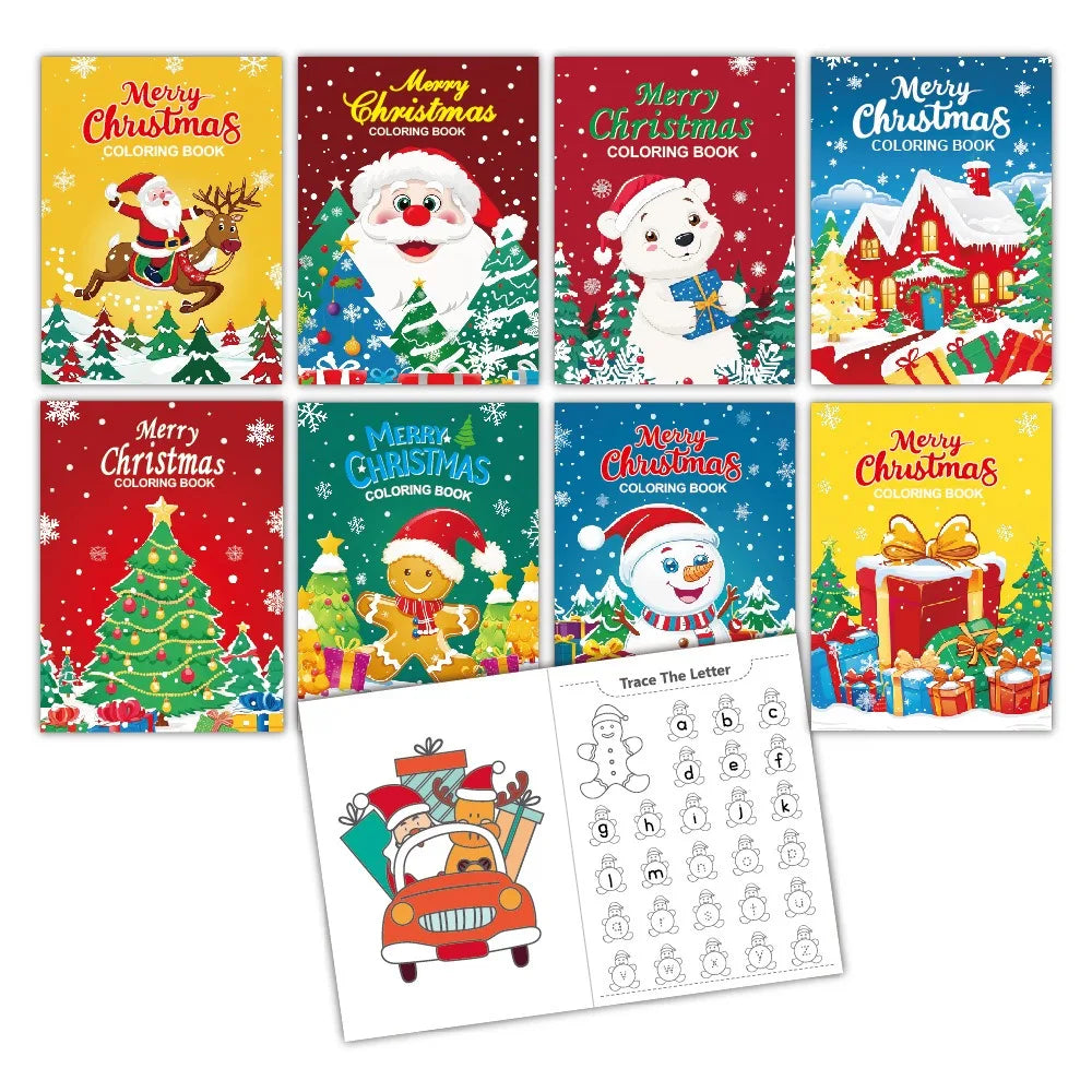 8PCS High Quality Christmas Theme Coloring Book